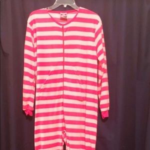 Pink Striped Kitty Footed Onesie